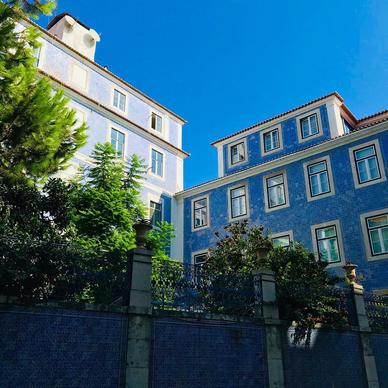 city,Lisbon,Portugal,tiles,architecture,blue,green,garden,tree