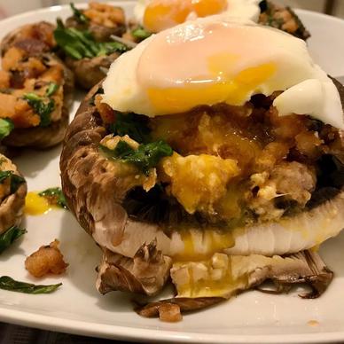 food,foodporn,mushroom,spinach,egg,dinner