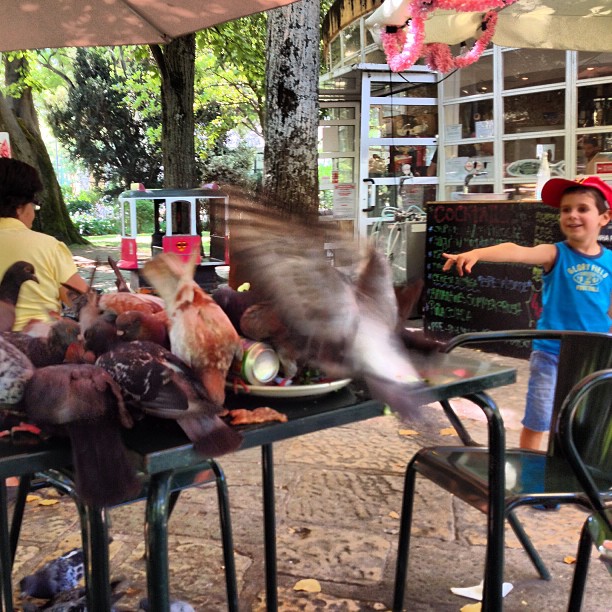 Uma família levantou-se da mesa e só foram precis