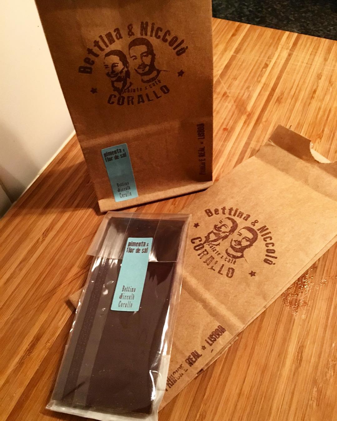 Chocolate with pepper and salt crystals. Let's tr